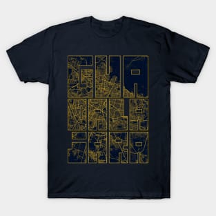 Guadalajara, Mexico City Map Typography - Gold Art Deco T-Shirt